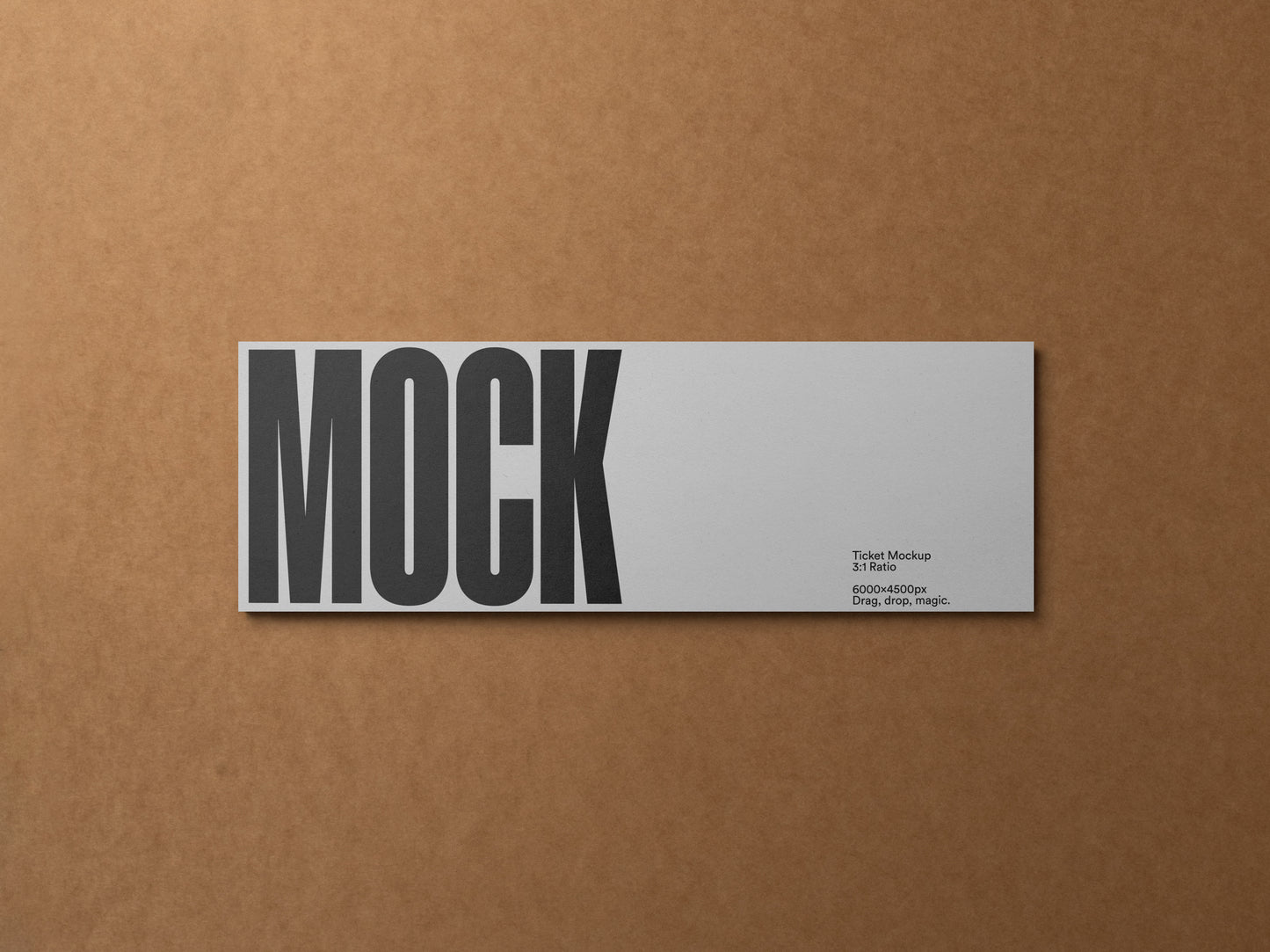 Horizontal business card mockup with gray MOCK text on a light background