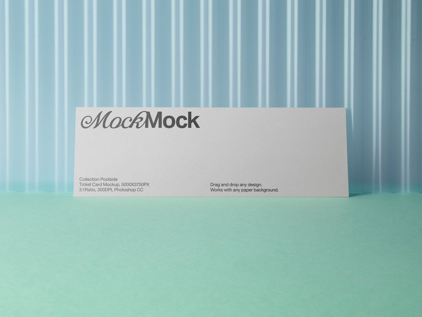 Invitation card mockup, white card with cursive title and lines of fine print
