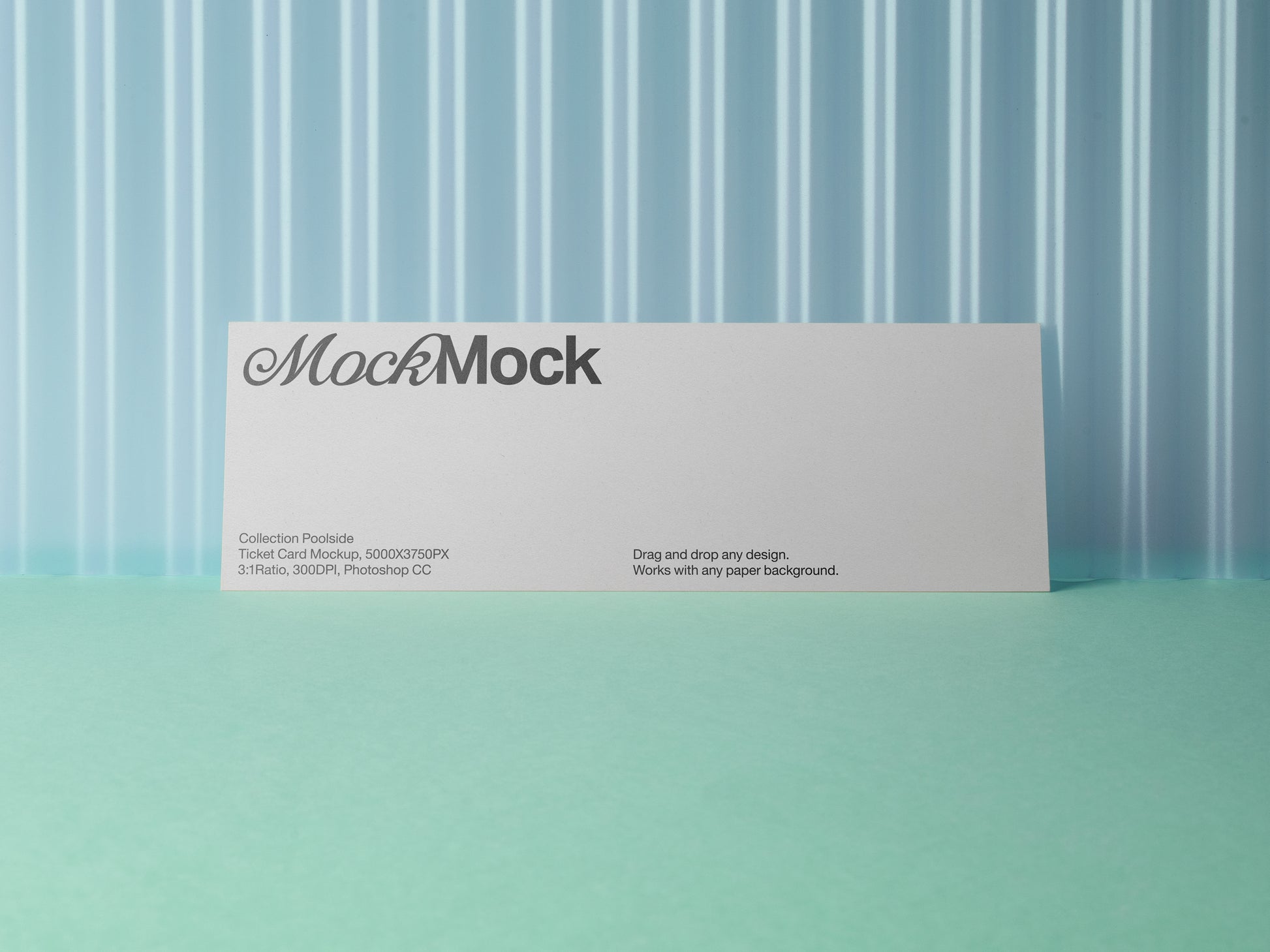 Invitation card mockup, white card with cursive title and lines of fine print