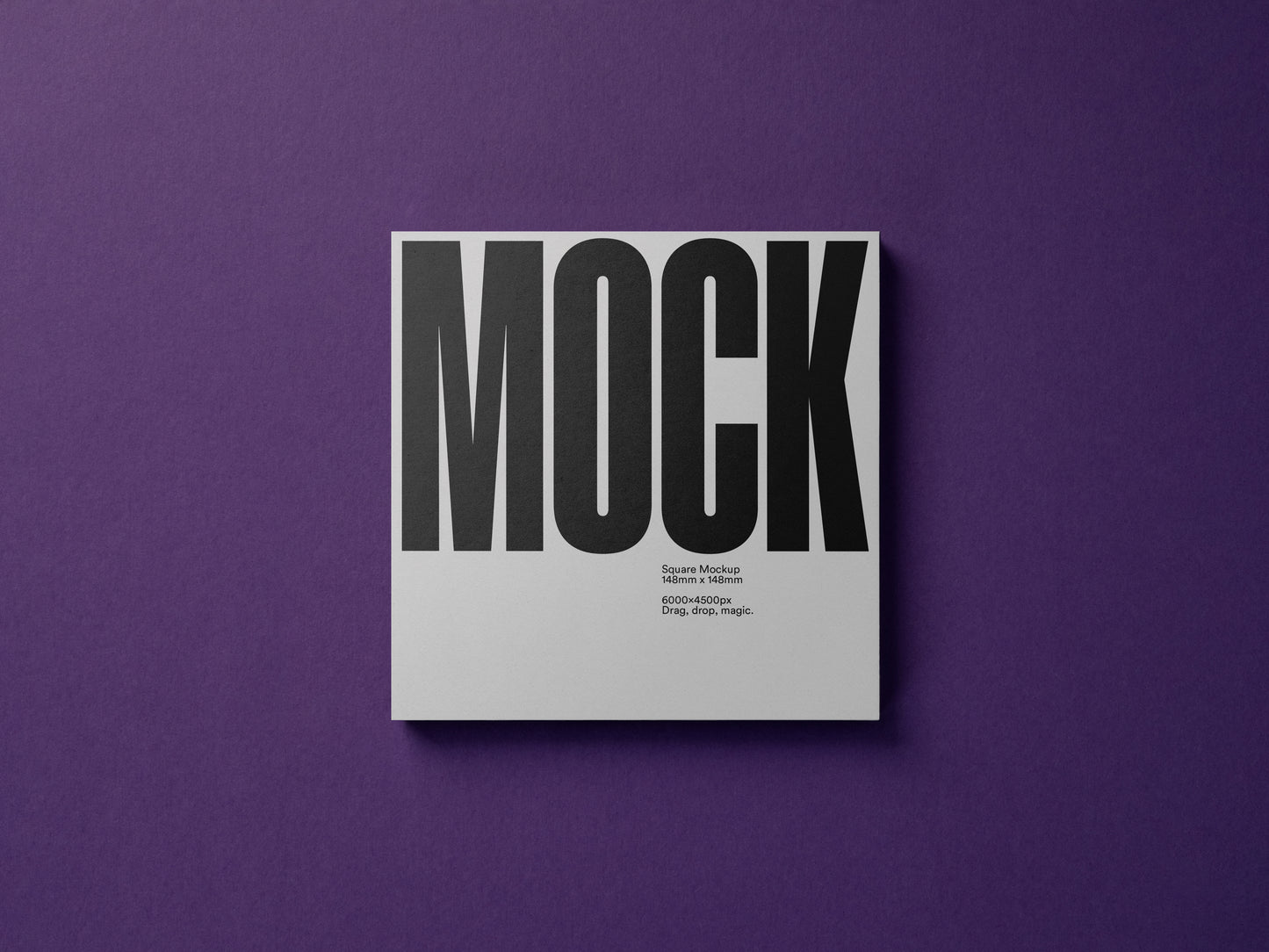 Square card with bold 'MOCK' headline and small text beneath