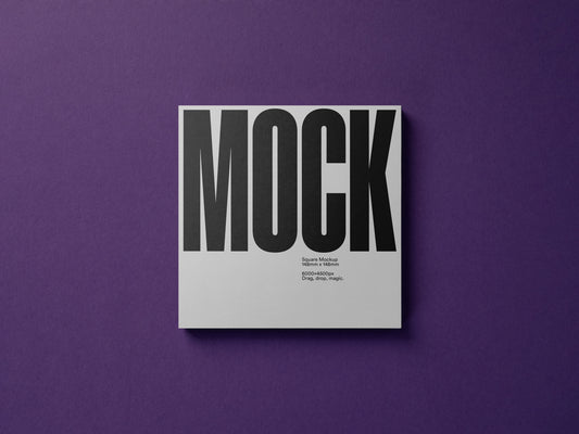 Square card with bold 'MOCK' headline and small text beneath