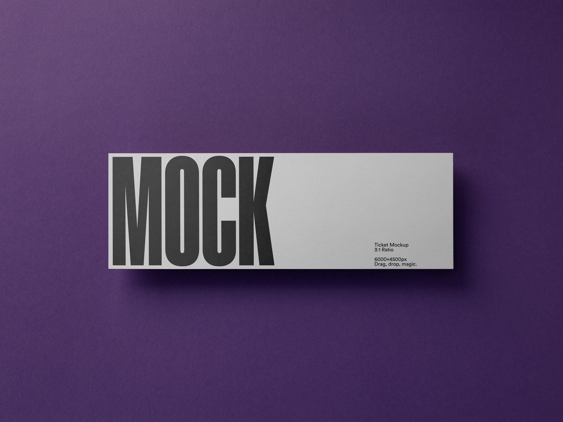 Invitation card mockup, white card with MOCK logo and small text on right