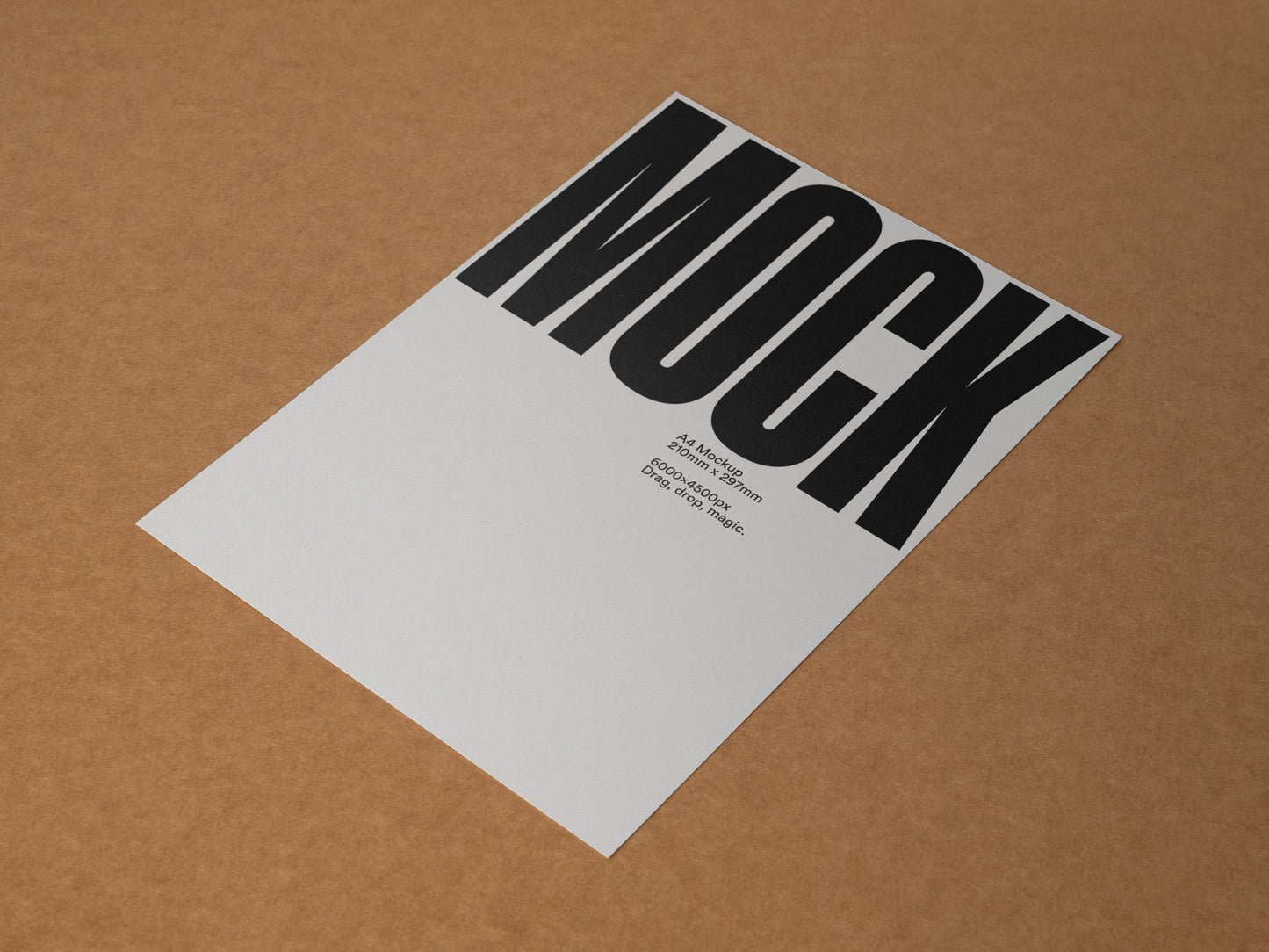 Square flyer mockup with large MOCK lettering in black on white