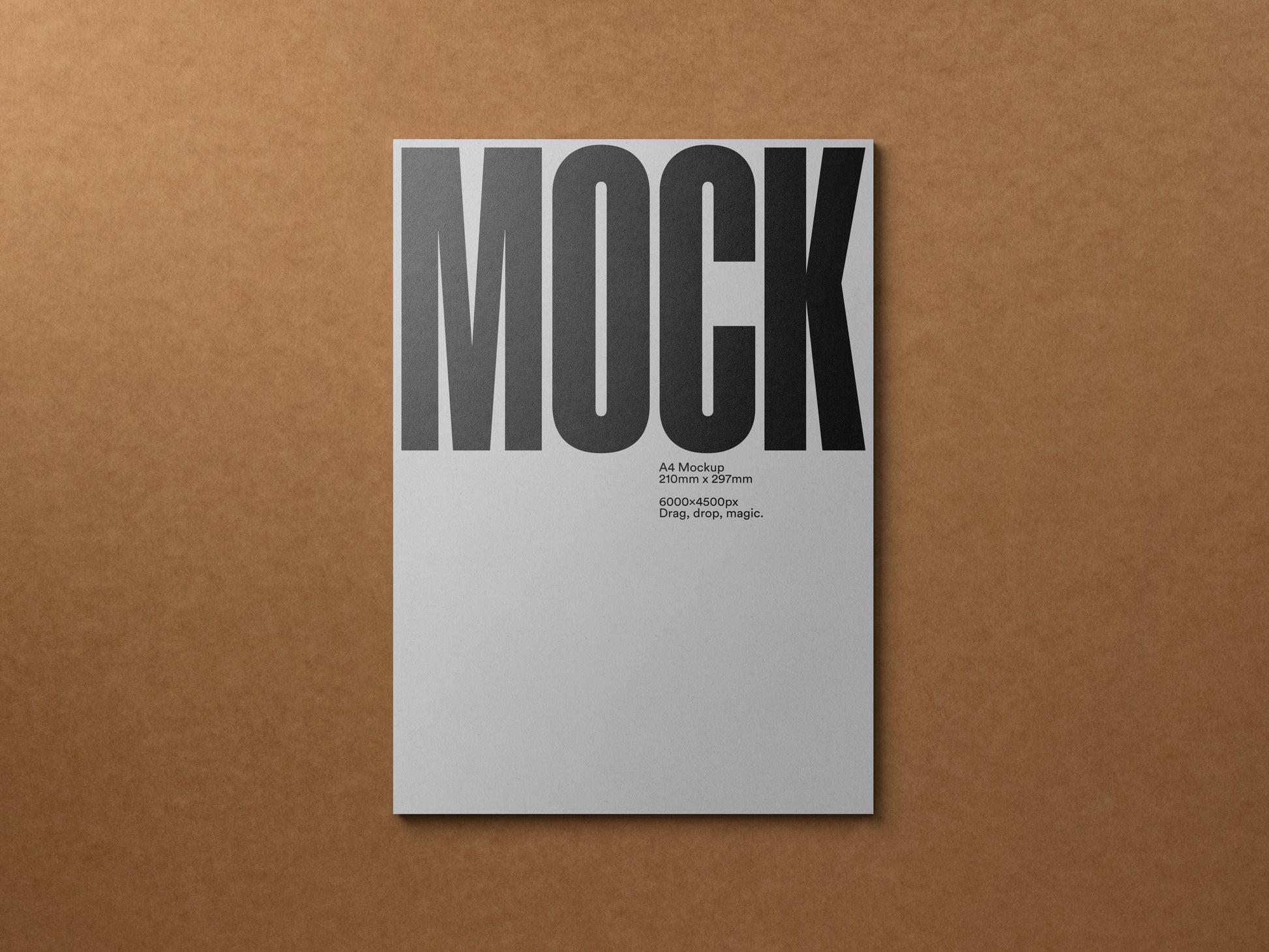 A4 letterhead mockup, dark 'MOCK' title with fine print on white paper
