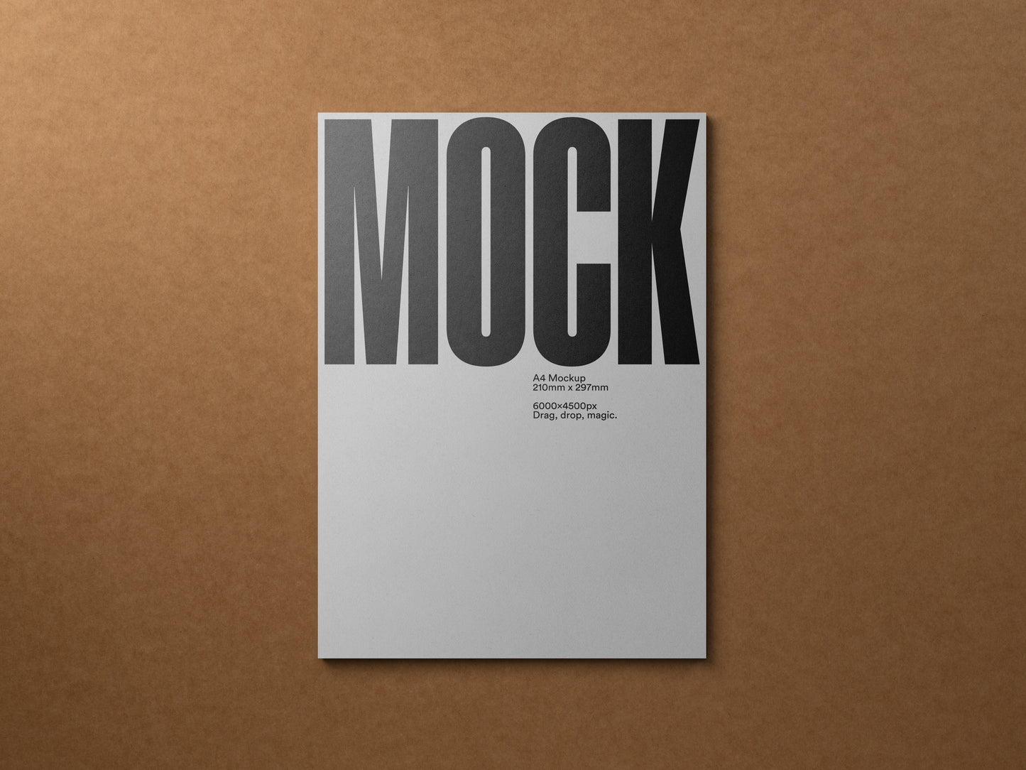A4 letterhead mockup, 'MOCK' header with small gray text on white sheet