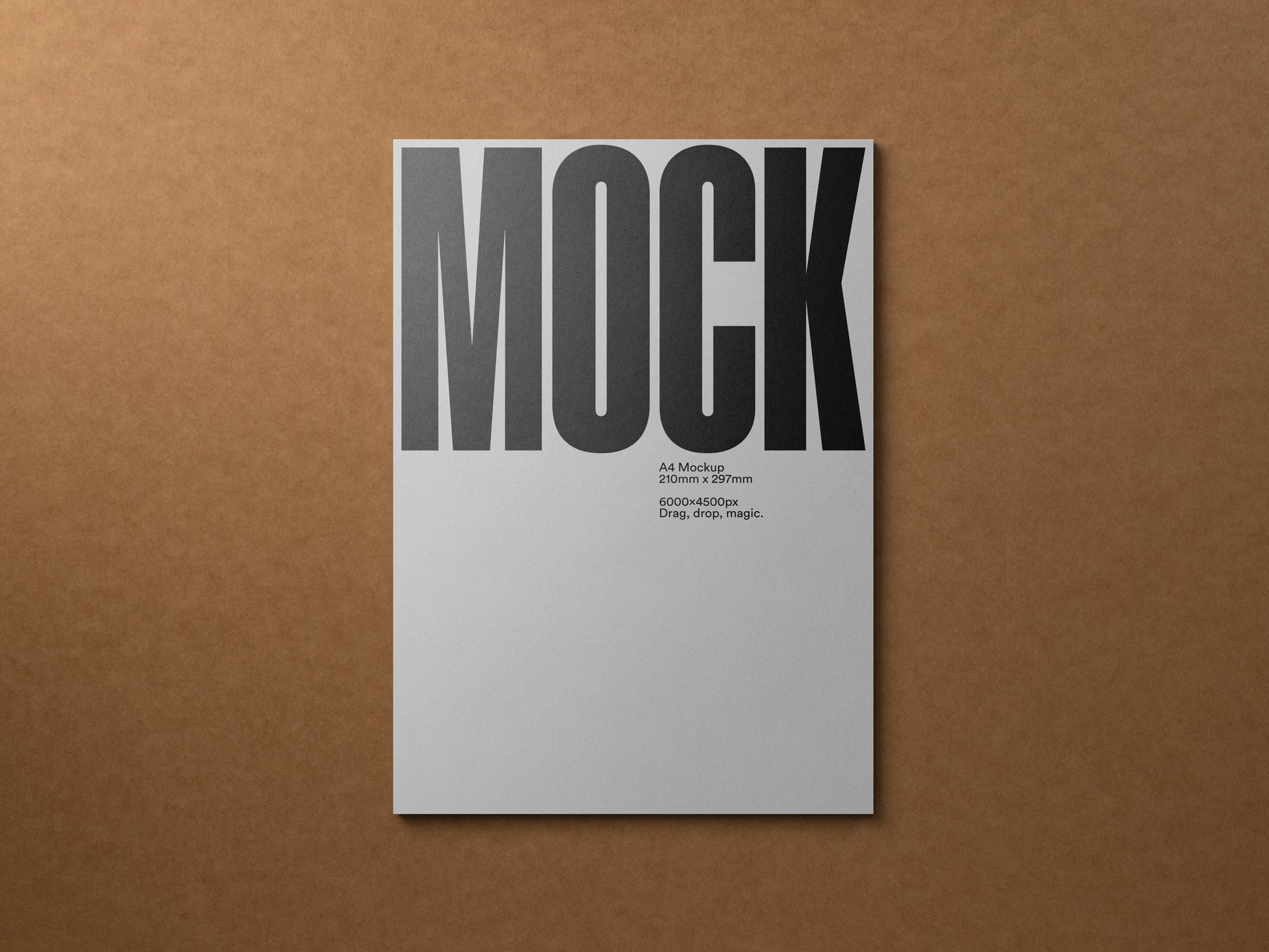 A4 letterhead mockup, 'MOCK' header with small gray text on white sheet