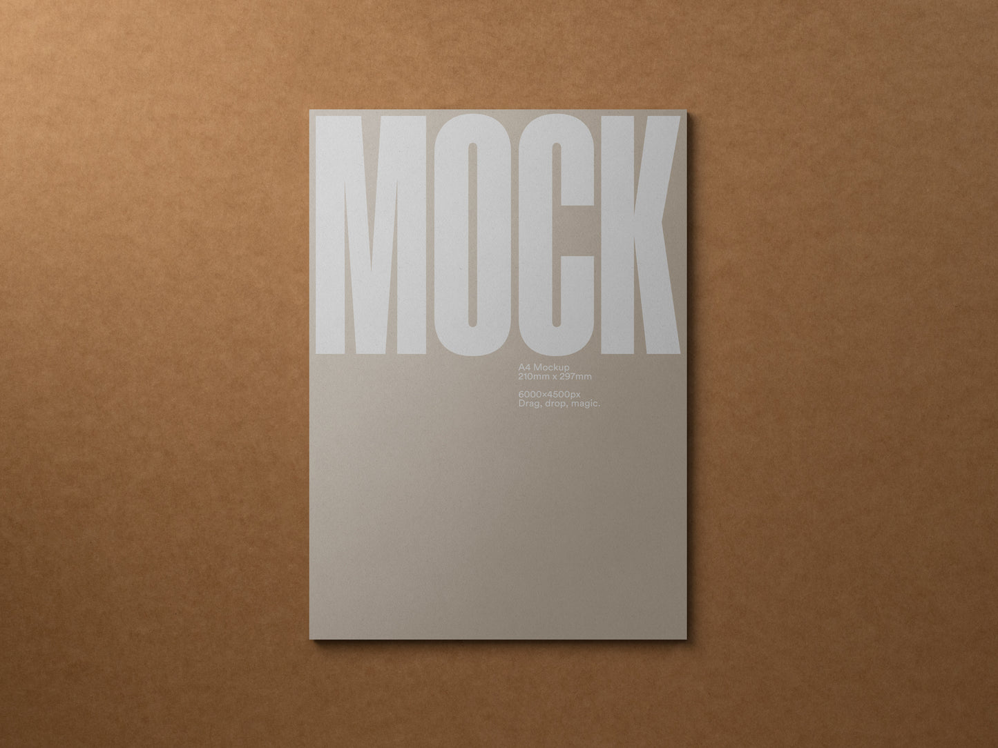 A4 letterhead mockup, front view with light gray 'MOCK' on white paper