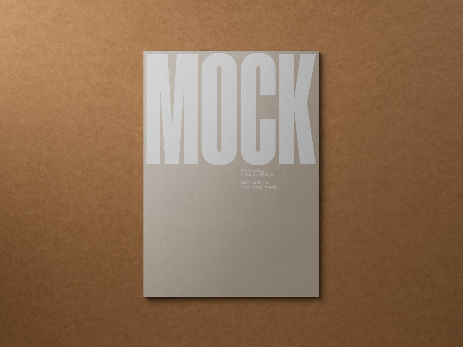 A4 letterhead mockup, front view with light gray 'MOCK' on white paper