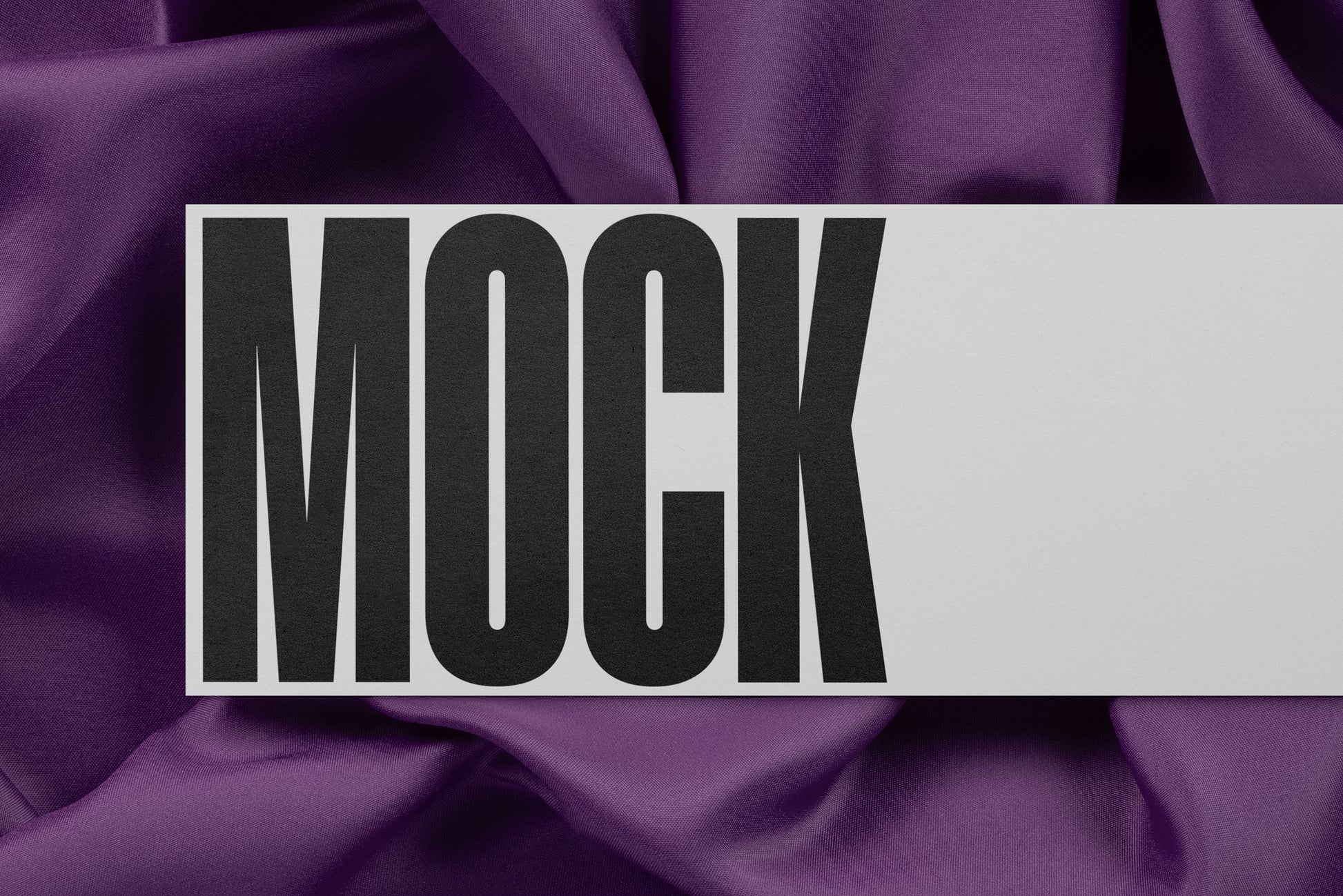 White invitation card mockup banner with “MOCK” text across the center