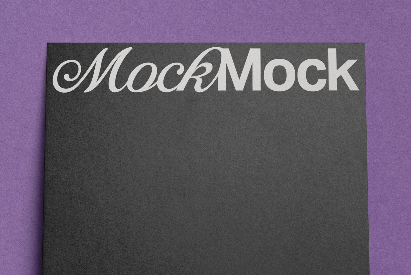 Square dark card mockup with large “MockMock” title across the top