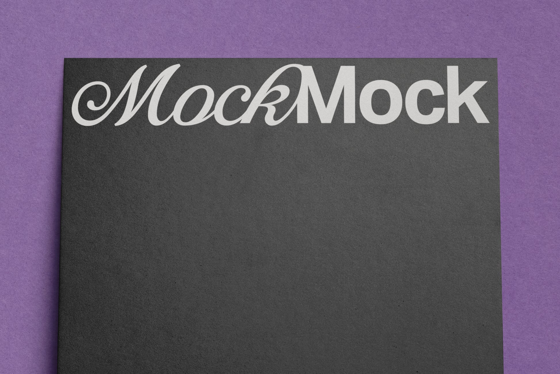 Square dark card mockup with large “MockMock” title across the top