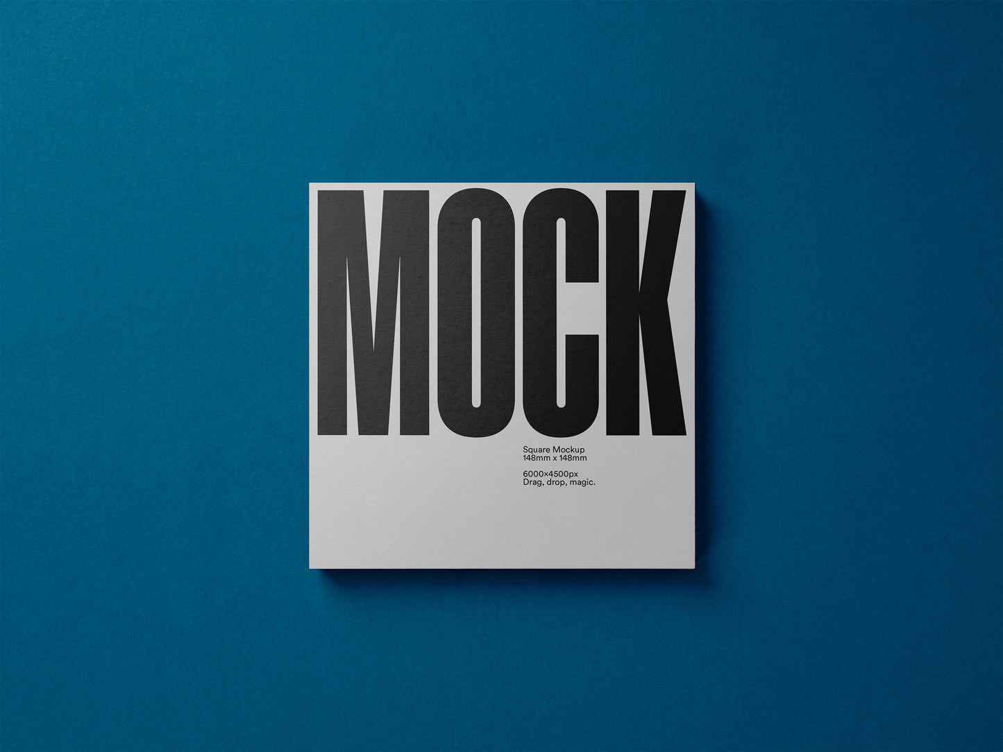 Square card with centered 'MOCK' headline and small subtitle text