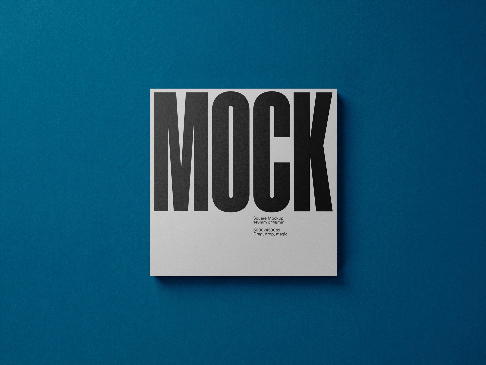 Square card with centered 'MOCK' headline and small subtitle text