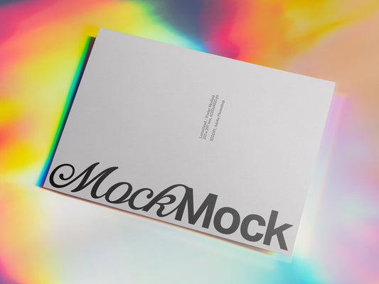 White A4 letterhead mockup sheet with large script logo and small details text