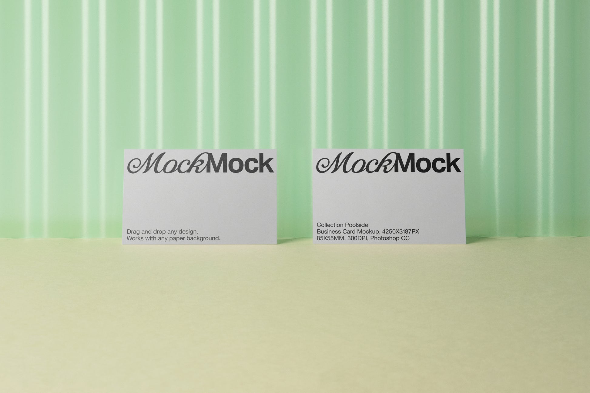 Business card mockup set with two cards featuring mock text and layout