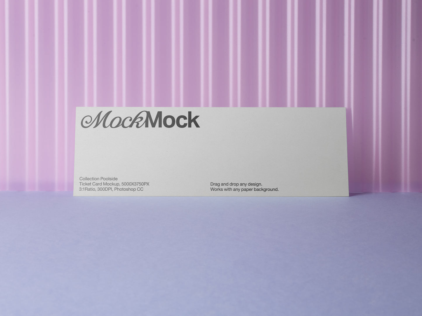 Invitation card mockup, white card showing title text and fine-print details