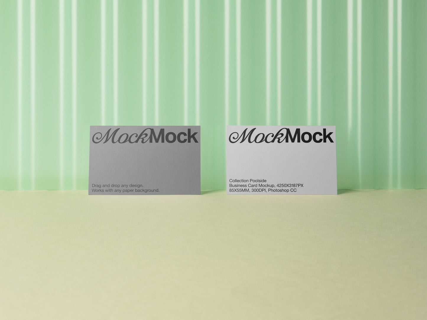 Business card mockup set with two cards featuring different mock designs