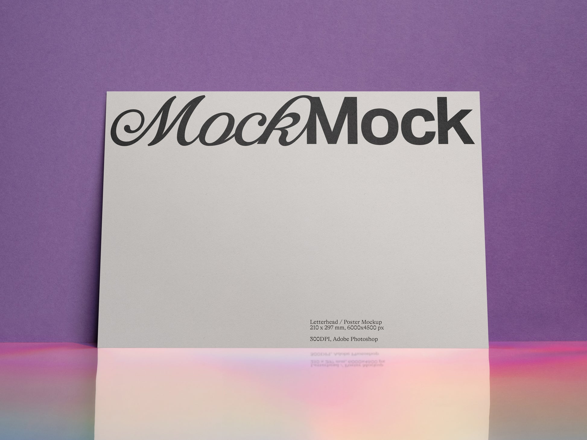A4 landscape letterhead mockup, white sheet with MockMock header text