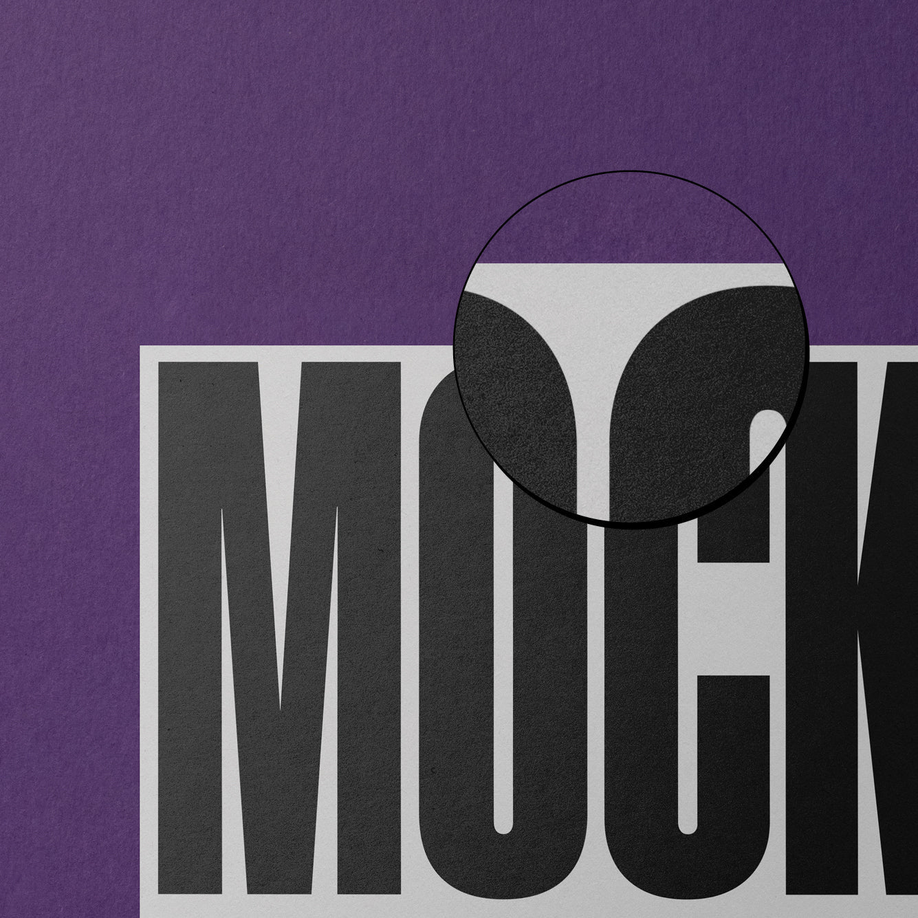 Invitation card mockup with large black MOCK typography