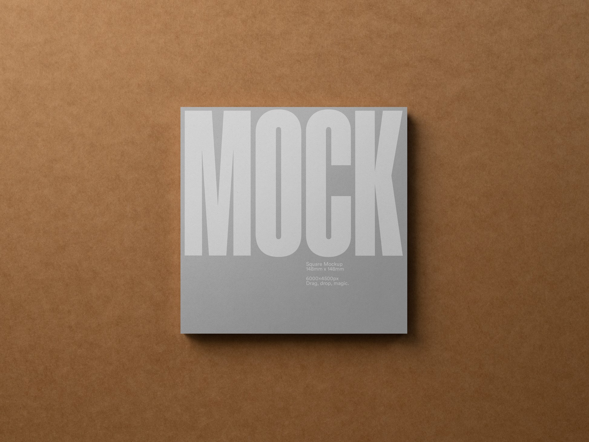 Square card mockup with large gray MOCK text on a light background