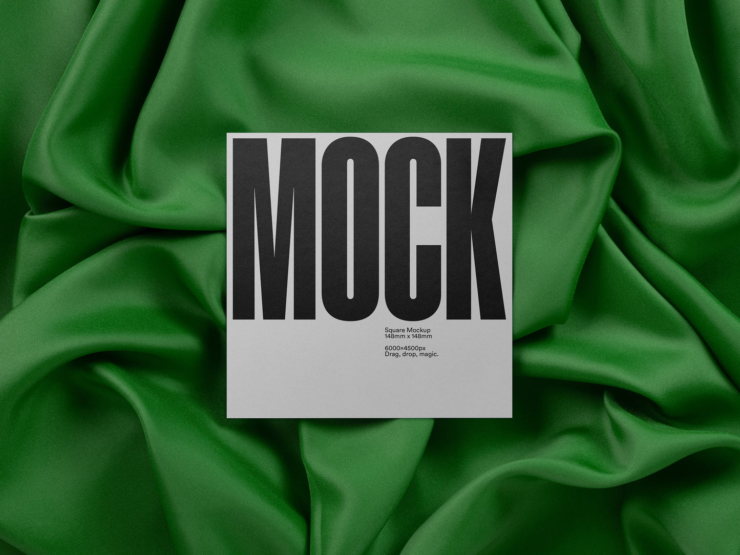 Square card mockup with large MOCK text and small tagline on a white square