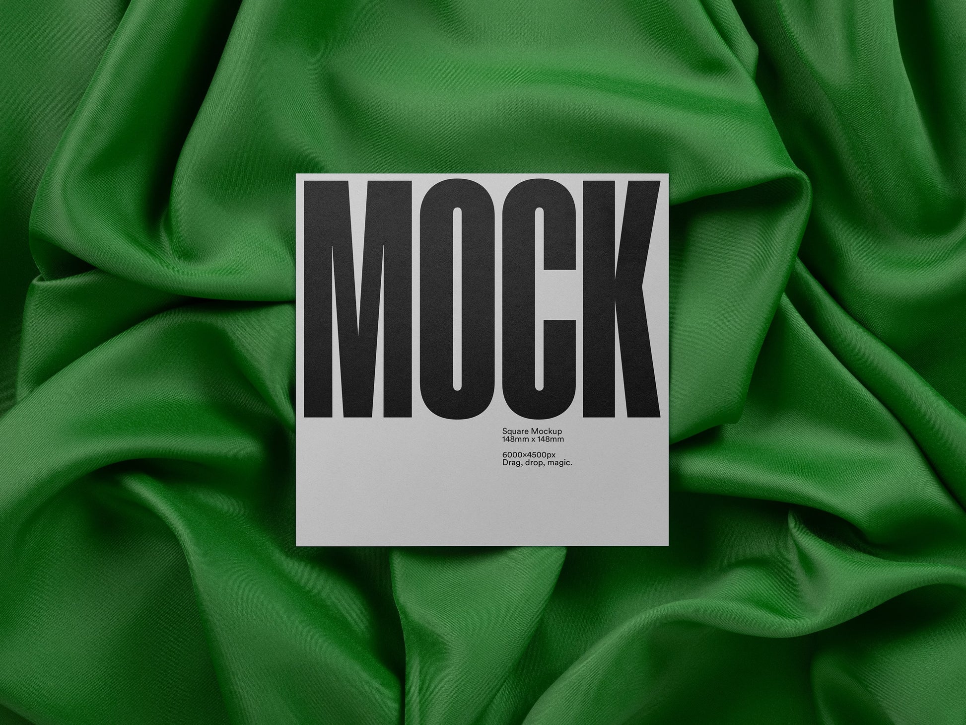 Square card mockup with large MOCK text and small tagline on a white square