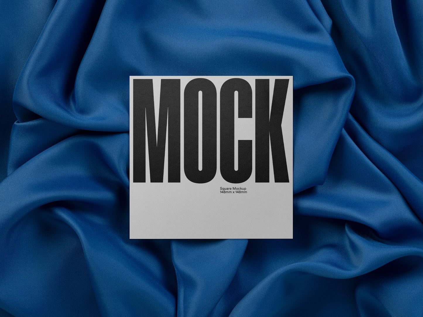 Square card mockup with large MOCK text and small tagline on a white square