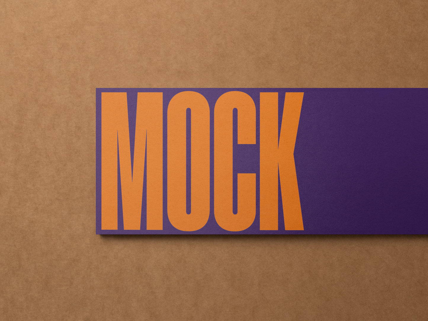 Ticket card mockup with large 'MOCK' text on purple bar