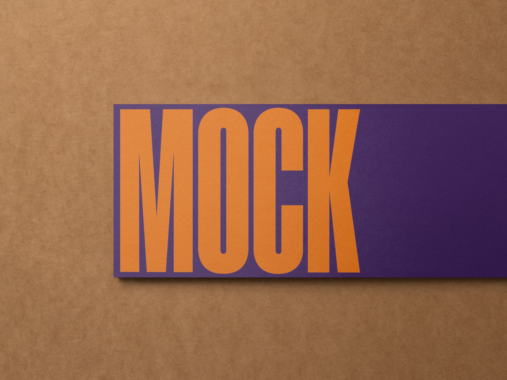 Ticket card mockup with large 'MOCK' text on purple bar